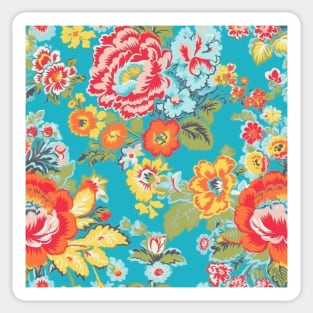 Cheerful Wildflowers, Blue, Teal, Red, Pink Sticker
